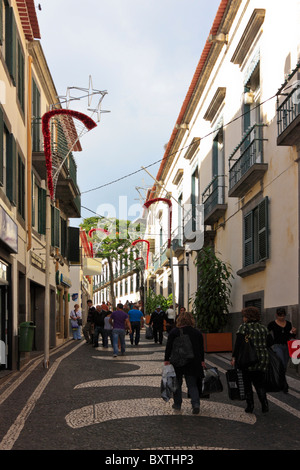 Schmalen Fußgängerzone in Funchal, Madeira Stockfoto