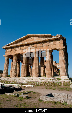 Europa, Italien, Paestum, Hera, Ruinen, Campania, Tyrrhenischen Küste Stockfoto