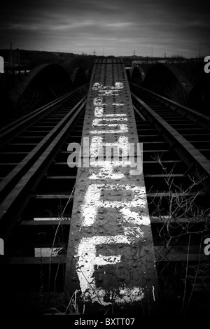 Alte Eisenbahnbrücke zwischen Blaydon und Scotswood auf Tyneside Stockfoto