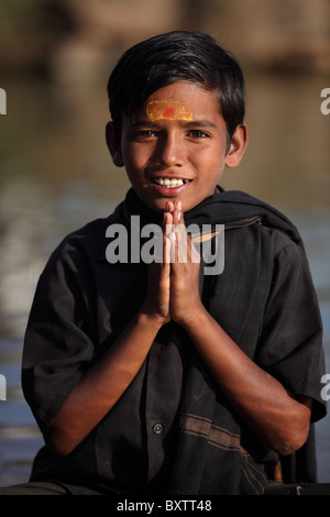 Porträt eines jungen indischen Ayyappa Andhra Pradesh in Indien Stockfoto