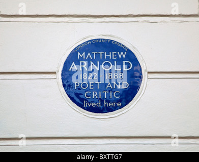 Blaue Plakette für Autor Matthew Arnold, Chester Square, London Stockfoto