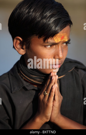 Porträt eines jungen indischen Ayyappa Andhra Pradesh in Indien Stockfoto