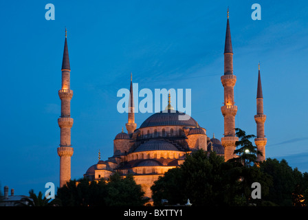 Die blaue Moschee (Sultan Ahmet Camii) mit Kuppeln und Minarette, Sultanahmet, zentral-Istanbul, Türkei Stockfoto