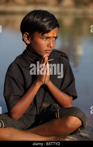 Porträt eines jungen indischen Ayyappa Andhra Pradesh in Indien Stockfoto