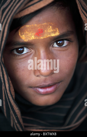 Porträt eines jungen indischen Ayyappa Andhra Pradesh in Indien Stockfoto