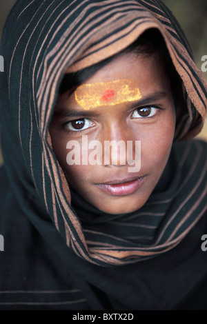 Porträt eines jungen indischen Ayyappa Andhra Pradesh in Indien Stockfoto