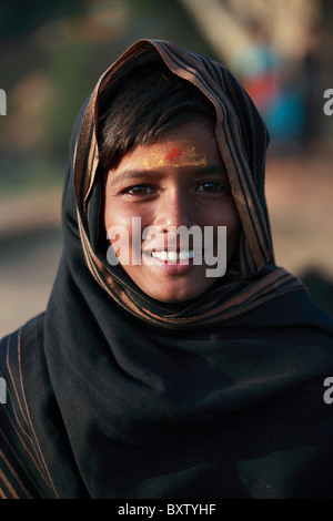 Porträt eines jungen indischen Ayyappa Andhra Pradesh in Indien Stockfoto