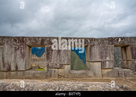 Zimmer oder Tempel der drei Fenster, Machu Picchu, Peru, Südamerika Stockfoto