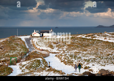 Endland im Schnee; Cornwall; Winter Stockfoto