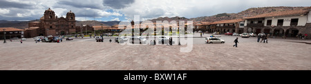 Panorama von der Plaza de Armas in Cusco, Peru, Südamerika Stockfoto