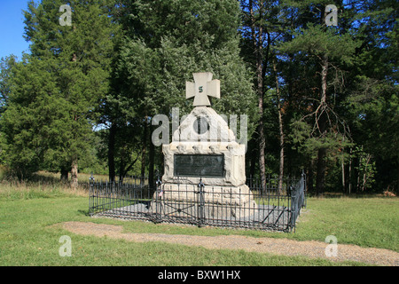 Ein New York-Denkmal (5. Regiment New York Volunteer Infantry) auf die Manassas National Battlefield Park, Virginia, Vereinigte Staaten. Stockfoto