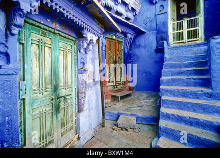 Häuser in die blaue Stadt Jodhpur, Rajasthan, Indien Stockfoto