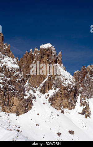 Felswand von der Langkofel Langkofel Selva Val Gardena Dolomiten Italien Stockfoto