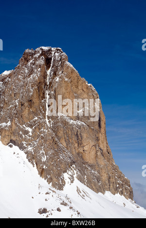 Felswand von der Langkofel Langkofel Selva Val Gardena Dolomiten Italien Stockfoto