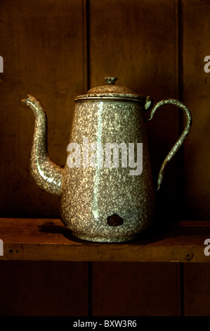 alte Emaille Kaffee-Topf Stockfoto