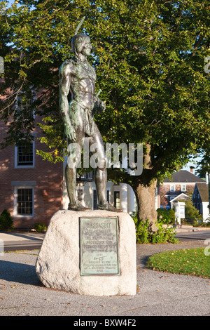 Statue von Massasoit, Führer der Wampanoag-Konföderation in Plymouth Massachusetts Stockfoto