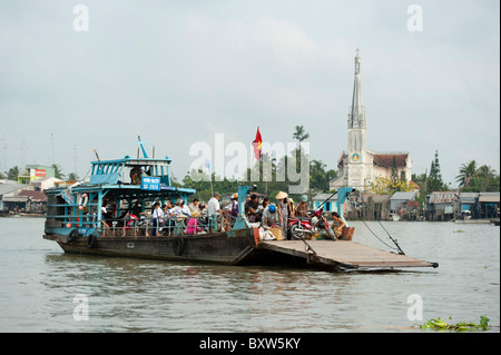 Fähre, Cai werden schwimmenden Markt, Vinh Long, Mekong Delta, Vietnam Stockfoto