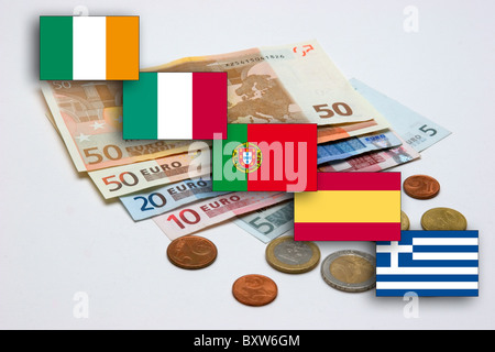 Währungskrise von EUR erwartete Zusammenbruch der Einheitswährung Symbolbild für den Tod des Euro Stockfoto