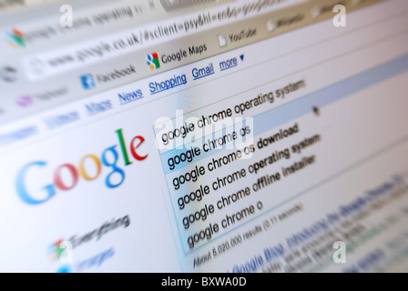 Ein Foto-Illustration zeigt den Google Chrome Browser in Verbindung mit der Google-Suchmaschine Stockfoto