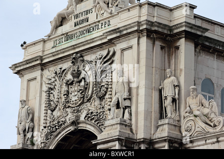 Triumphbogen, Praça Comercio, Lissabon, Portugal Stockfoto