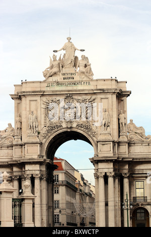 Triumphbogen, Praça Comercio, Lissabon, Portugal Stockfoto