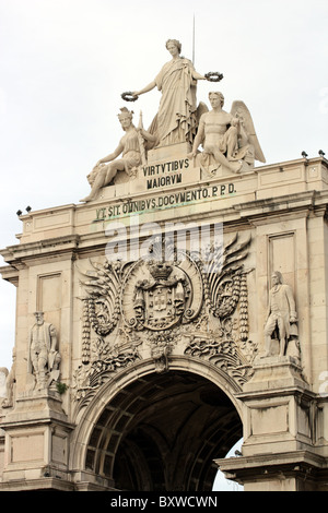 Triumphbogen, Praça Comercio, Lissabon, Portugal Stockfoto