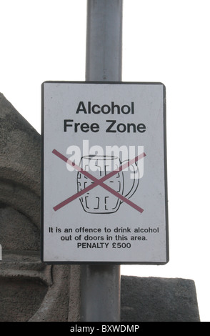 Ein Alkohol-freie-Zone unterzeichnen in Ashby De La Zouch, Leicestershire, UK. Stockfoto