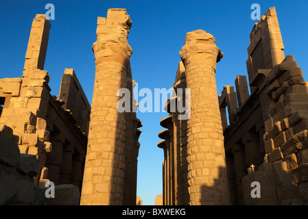 Karnak Tempel, Luxor Ägypten - Kolonnade bei Sonnenaufgang Stockfoto