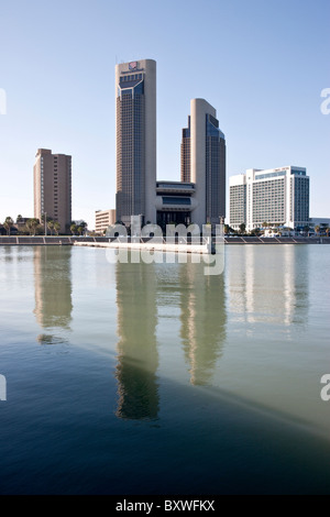 -American Bank & Omni Hotels, Corpus Christi Bay Stockfoto