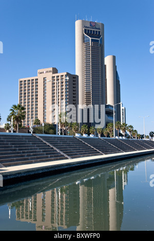 -American Bank & Omni Hotels, Corpus Christi Bay Stockfoto