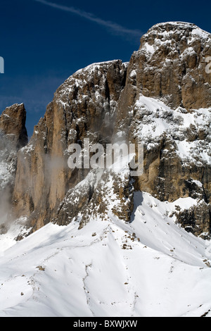 Felswand von der Langkofel Langkofel Selva Val Gardena Dolomiten Italien Stockfoto