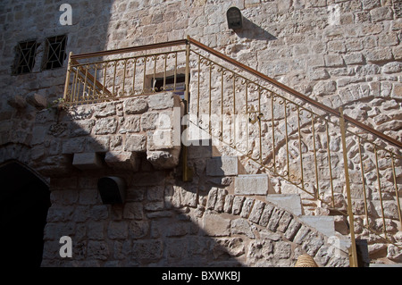 Treppe zum Zimmer des letzten Abendmahls nur außerhalb der Stadtmauern von Jerusalem. Stockfoto