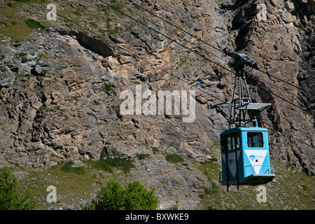 Wartung-Seilbahn für die Grande Dixence Dam und Pumpspeicher-Kraftwerk, Zmutt, Schweiz Stockfoto