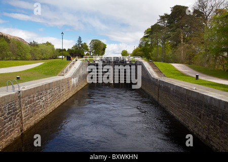 Sperren Sie auf Neptuns Treppe, Caledonian Canal, in der Nähe von Fort William, Highlands, Schottland, Vereinigtes Königreich Stockfoto