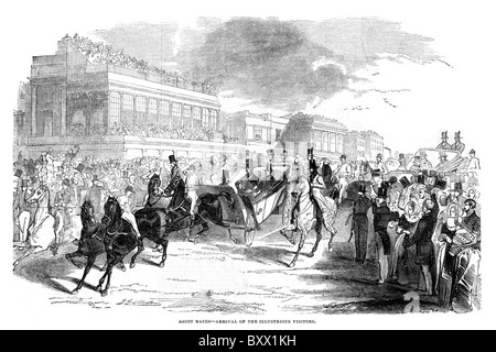 Ascot-Rennen; Die Ankunft der illustre Persönlichkeiten; 19. Jahrhundert; Schwarz und weiß-Abbildung; Stockfoto