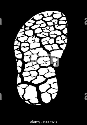 Vektor-Silhouette des menschlichen Spuren auf dem trockenen Stockfoto