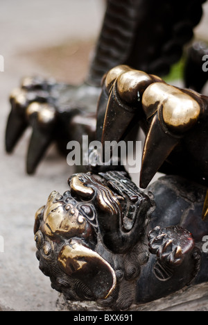 Detail einer Gate Guardian Lion Statue Stockfoto