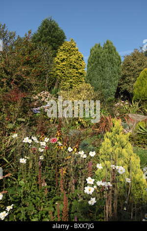 Mount Pleasant Gardens, England. Herbstlicher Blick auf die Blumenbeete und Grenzen in Mount Pleasant Gardens. Stockfoto