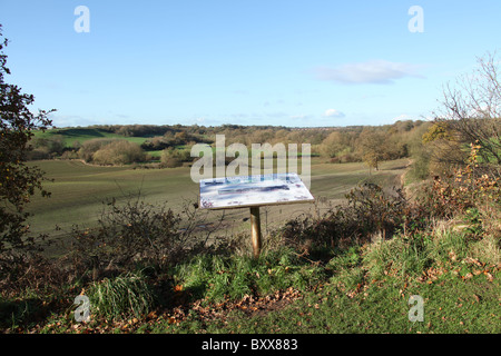 Die Quinta Arboretum, England. Herbstliche Ansicht von der Quinta Arboretum über das Dane-Tal. Stockfoto