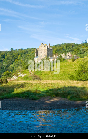 Neidpath Castle neben der schottischen RiverTweed Peebles grenzt an Schottland Stockfoto