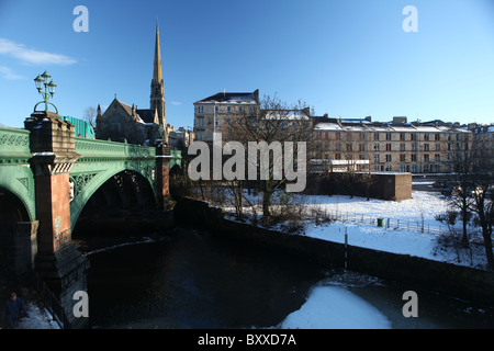 Winter-Blick auf dem West End in Glasgow, Schottland Stockfoto