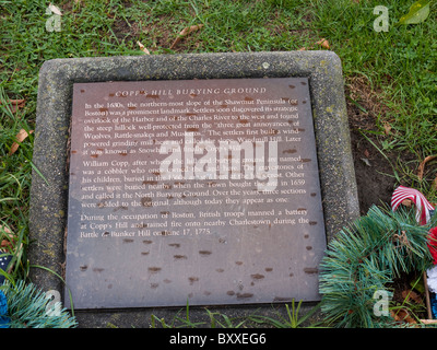 Grabsteine in Copps Hill Burying Ground begann im Jahre 1659 in der Stadt Boston, Hauptstadt von Massachusetts in Neuengland USA Stockfoto