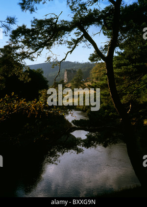 Neidpath Castle auf dem Fluss Tweed in der Nähe von Peebles Scottish Borders Stockfoto