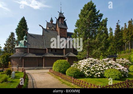 Wang Tempel (Kirche von unseres Erlösers Berg) - evangelische Pfarrkirche in Karpacz, Polen Stockfoto