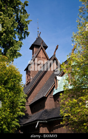 Wang Tempel (Kirche von unseres Erlösers Berg) - evangelische Pfarrkirche in Karpacz, Polen Stockfoto