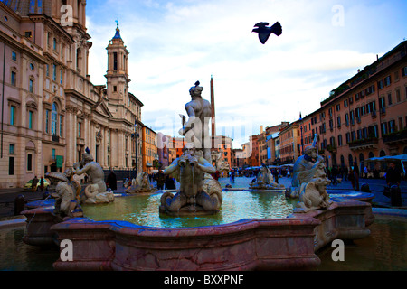 PIAZZA NAVONA FONTANA DEL MORO ROM ITALIEN Stockfoto