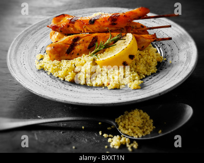 Chicken Kebab & couscous Stockfoto