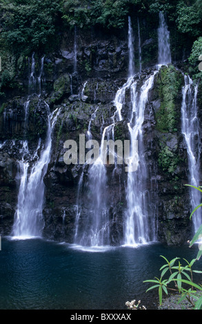 Grande Schlucht Wasserfälle bei Grand Galet Langevin Tal, Insel La Réunion (Frankreich), Indischer Ozean Stockfoto