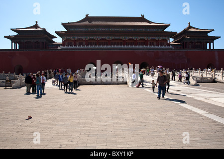 Die Meridian Tor, vom Tor der Höchsten Harmonie, Taihemen, die Verbotene Stadt, GuGong, Peking, China Stockfoto