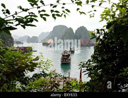 Blick vom Eingang auf Sung Sot Grotte, Halong Bucht, Vietnam Stockfoto